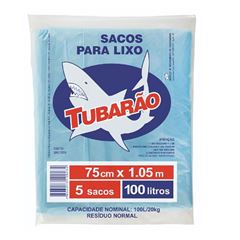 SACO PARA LIXO TUBARÃO 100L COM 5 UNIDADES