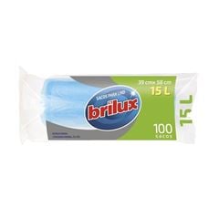 SACO PARA LIXO BRILUX 15L COM 100 UNIDADED