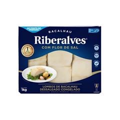 BACALHAU LOMBO PORTO DESSALGADO FLOR DESAL RIBERALVES PACOTE 1KG CAIXA 10KG