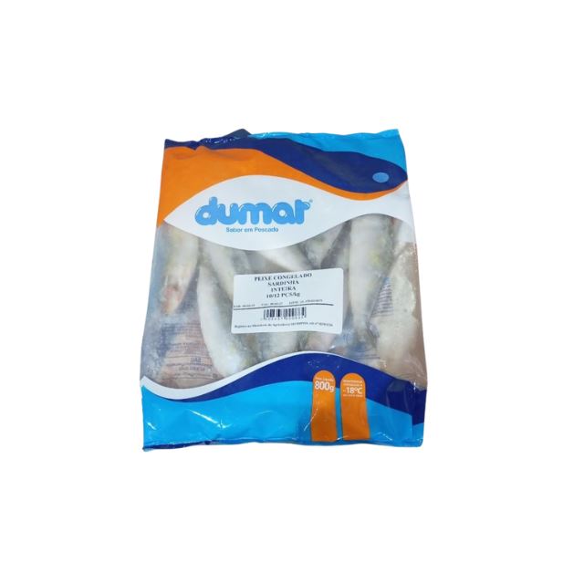 SARDINHA INTEIRA 10A12 PECAS DUMAR PACOTE 800G CAIXA 12KG | Deskontão ...