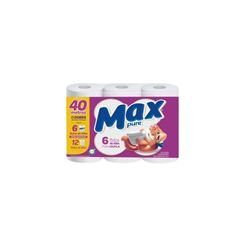 PAPEL HIGIENICO MAX PURE FOLHA DUPLA 6ROLOS 40 METROS