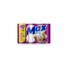 PAPEL HIGIENICO MAX PURE FOLHA DUPLA 6ROLOS 40 METROS