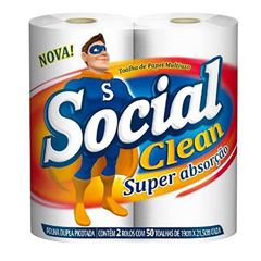 TOALHA DE PAPEL SOCIAL CLEAN COM 2 UNIDADES